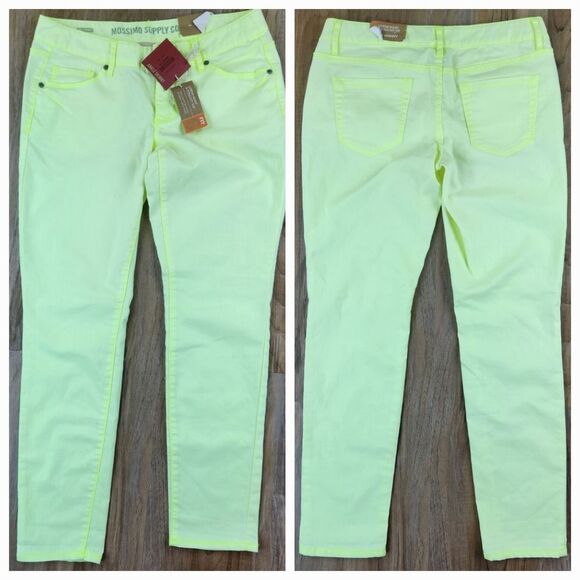 ☔️🔸️NWT Mossimo Neon Yellow Ankle Skinny Jeans Size 7 - Picture 2 of 12